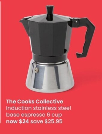 Myer The Cooks Collective Induction Stainless Steel Base Espresso 6 Cup offer