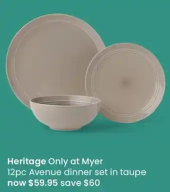 Myer Heritage Only AT Myer 12pc Avenue Dinner Set In Tauper offer