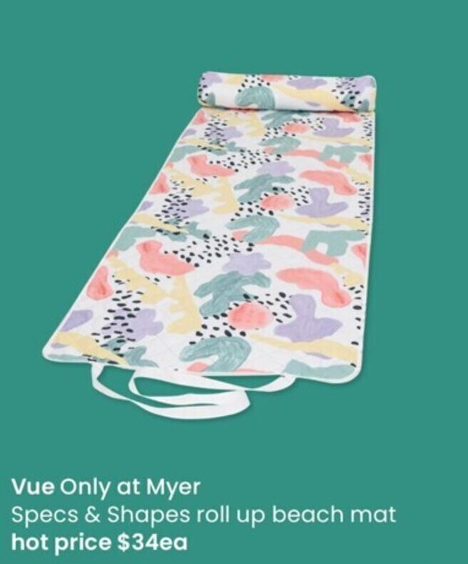 Vue Only At Myer Specs & Shapes Roll Up Beach Mat offer at Myer