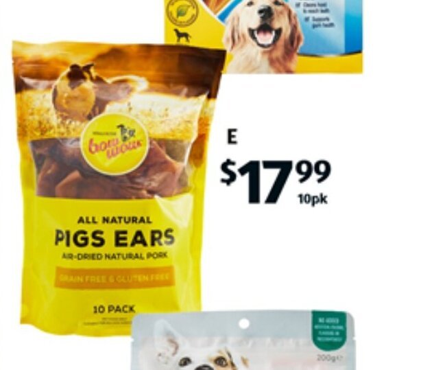 Bow Wow Pigs Ears 10pk offer at ALDI