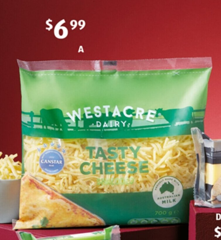 Westacre Dairy Tasty Cheese Shredded 700g offer at ALDI