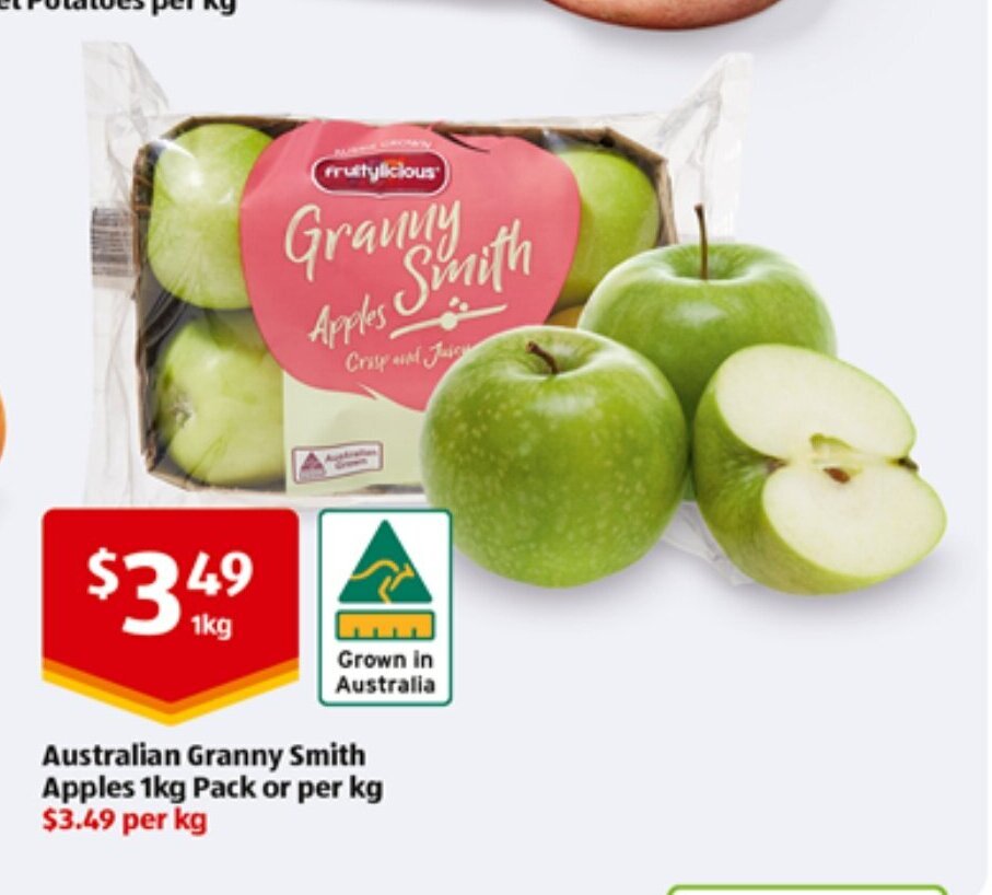 Australian Granny Smith Apples 1kg Pack Or Per Kg offer at ALDI
