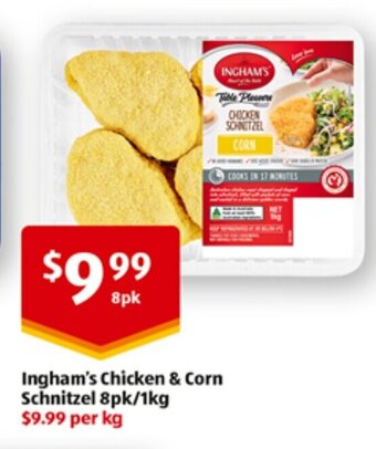 ALDI Ingham's Chicken & Corn Schnitzel 8pk offer
