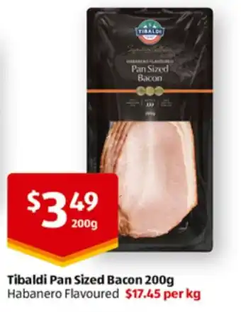 ALDI Tibaldi Pan Sized Bacon 200g offer