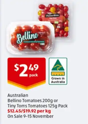 ALDI Australian Tomatoes 200g Or Tiny Toms Tomatoes 125g offer