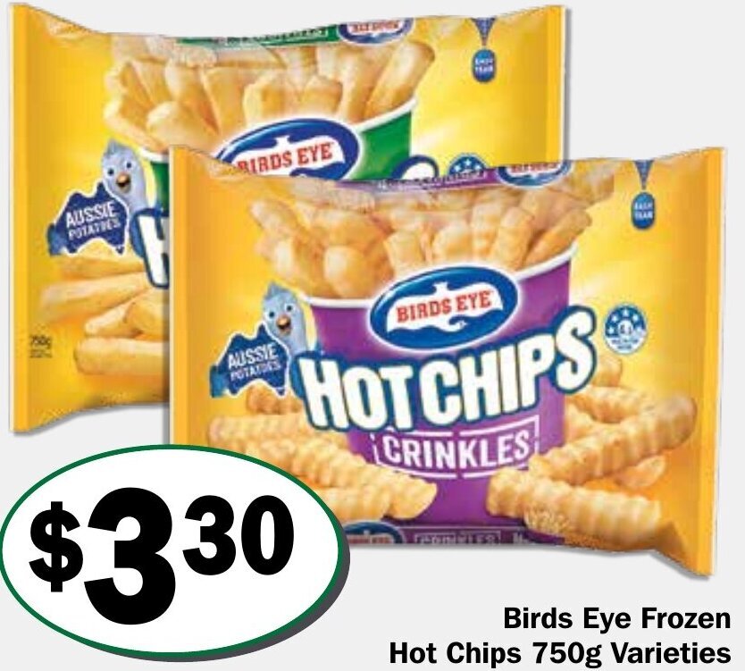 Birds Eye Frozen Hot Chips 750g offer at Friendly Grocer