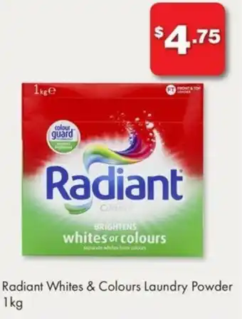 The Reject Shop Radiant Whites & colours Laundry Powder 1kg offer