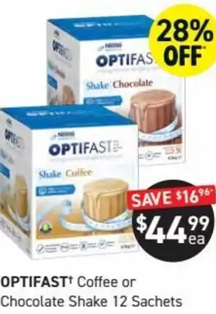Optifast Coffee or Chocolate Shake 12 Sachets