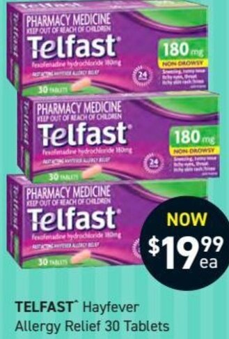 Chemist King Telfast Hayfever Allergy Relief 30 Tablets offer