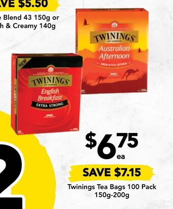 Twinings Tea Bags 100 pack 150g-200g