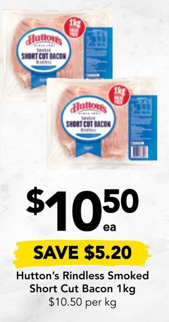 Drakes Hutton's Rindless Smoked Short Cut Bacon 1kg offer