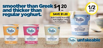 Drakes Bulla Creamy Australian Style Yoghurt 160g offer
