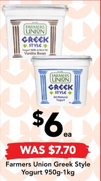Drakes Farmers Union Greek Style Yoghurt 950g-1kg offer
