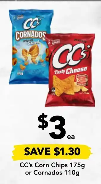 Drakes CC's Corn Chips Or Cornados 110g offer