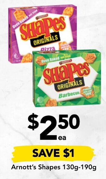Drakes Arnott's Shapes 130g-190g offer