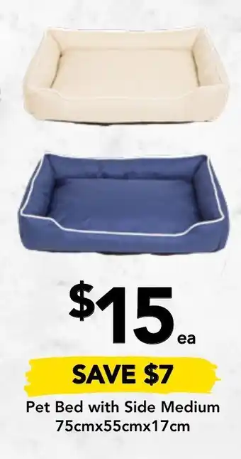 Drakes Pet Bed With Side Medium 75cmx55cmx17cm offer