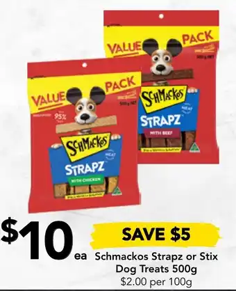 Drakes Schmackos Strapz Or Stix Dog Treats offer