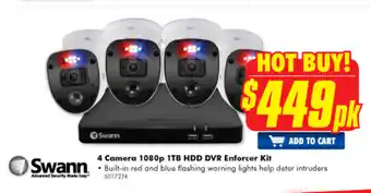The Good Guys Swann - 4 Camera 1080p 1TB HDD DVR Enforcer Kit - 5017274 offer