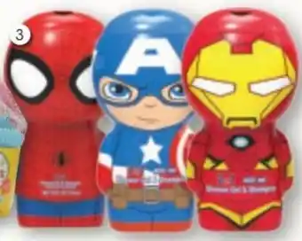 Disney Marvel Spiderman, Captain america or Iron Man Shower Gel & Shampoo 400ml