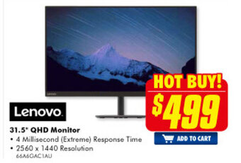 The Good Guys Lenovo 31.5" QHD Monitor offer