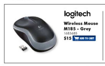 The Good Guys Logitech - Wireless Mouse M185 - Grey offer