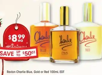 Good Price Pharmacy Revlon Charlie Blue, Gold or Red 100ml offer