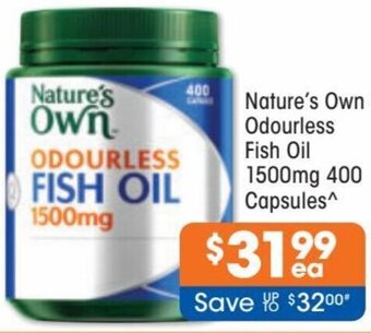 Good Price Pharmacy Nature's Own Odourless Fish Oil 1500mg 400 Capsules offer