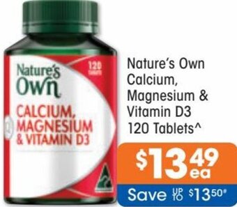 Good Price Pharmacy Nature's Own Calcium, Magnesium & Vitamin D3 120 Tablets offer