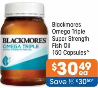 Good Price Pharmacy Blackmores Omega Triple Super Strength Fish Oil 150 Capsules offer