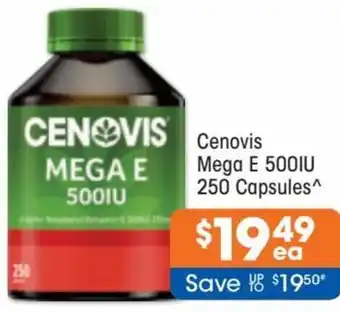 Good Price Pharmacy Cenovis Mega E 500IU 250 Capsules offer