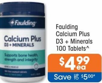 Good Price Pharmacy Faulding Calcium Plus D3 + Minerals 100 Tablets offer