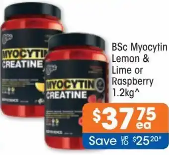 Good Price Pharmacy BSc Myocytin Lemon & Lime or Raspberry 1.2kg offer
