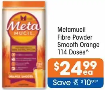 Good Price Pharmacy Metamucil Fibre Powder Smooth Orange 114 Doses offer