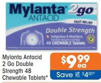 Good Price Pharmacy Mylanta Antacid 2 Go Double Strength 48 chewable Tablets offer