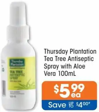 Thursday Plantation Tea Tree Antiseptic Spray with Aloe Vera 100ml