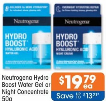 Good Price Pharmacy Neutrogena Hydro Boost Water Gel or Night Concentrate 50g offer