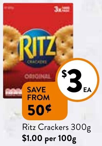 Foodworks Ritz Crackers 300g offer