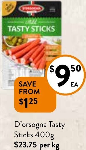 Foodworks D'orsogna Tasty Sticks 400g offer