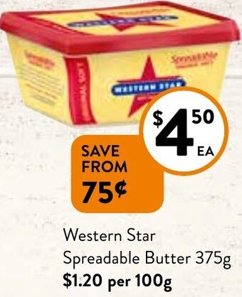 Foodworks Western Star Spreadable Butter 375g offer