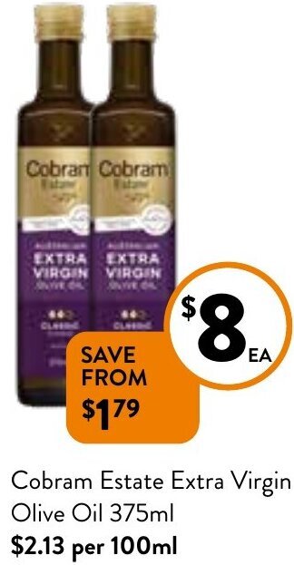 Foodworks Cobram Estate Extra Virgin Olive Oil 375ml offer
