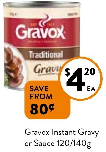 Foodworks Gravox Instant Gravy or Sauce 120/140g offer