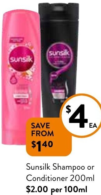 Foodworks Sunsilk Shampoo or Conditioner 200ml offer
