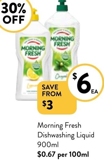 Foodworks Morning Fresh Dishwashing Liquid 900ml offer
