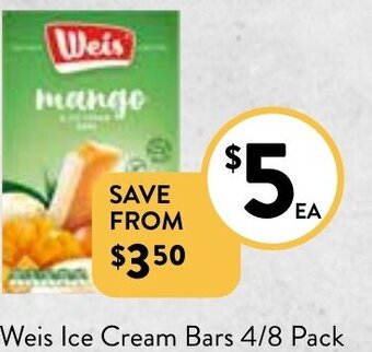 Foodworks Weis Ice Cream Bars 4/8 Pack offer