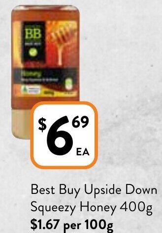 Foodworks Best Buy Upside Down Squeezy Honey 400g offer