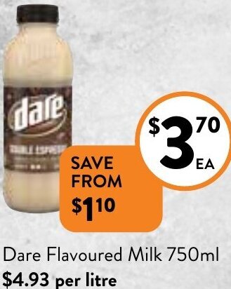 Foodworks Dare Flavoured Milk 750ml offer