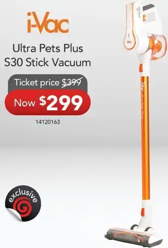 i-Vac Ultra Pets Plus S30 Stick Vacuum