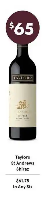 Vintage Cellars Taylors st andrews shiraz offer