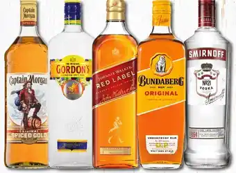 IGA Captain Morgan Spiced Gold, Gordonu2019s Dry Gin, Johnnie Walker Red Label Scotch, Bundaberg Rum U.P. or Smirnoff Vodka Red L offer