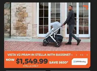 Uppababy vista v2 pram in stella with bassinet